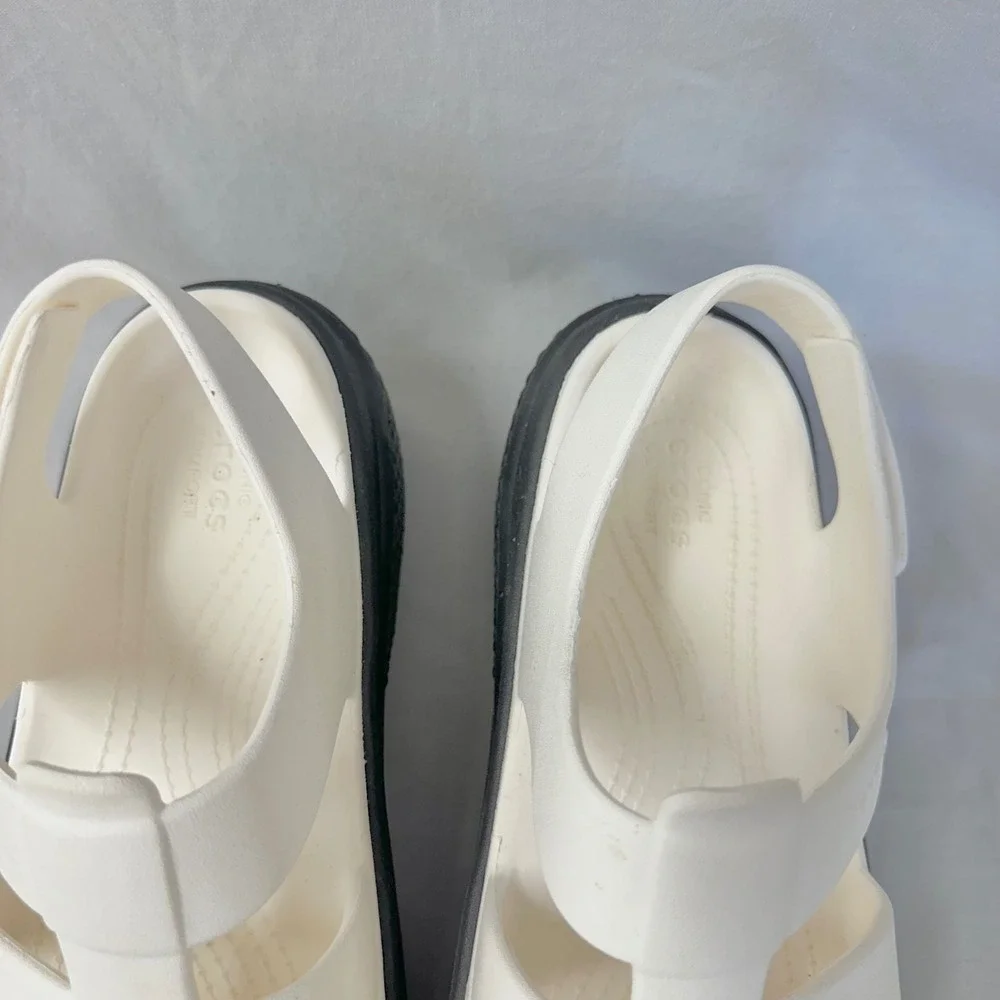 Crocs Stomp Fisherman‎ Sandals in Chalk Sandals Womens 9 Chunky Platform Caged